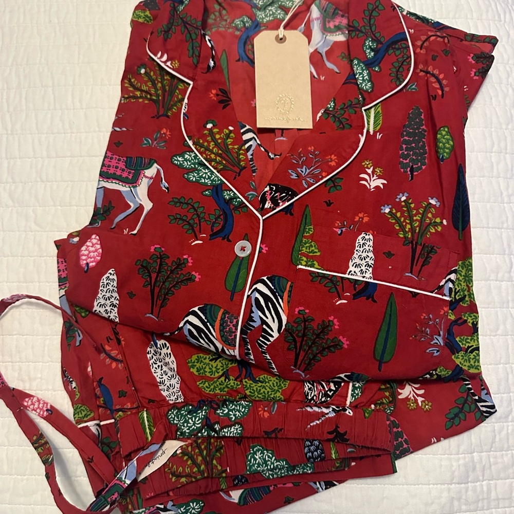 Printfresh long sleeve Pajama Set Red Antelope Forest Print size S